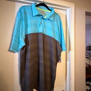 Foundry Men’s Colorblock Polo Shirt | 2XL | Blue Black Gray